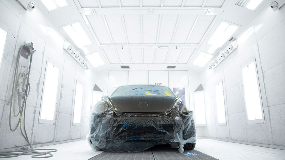 car in spray paint booth with AdvanceCure
