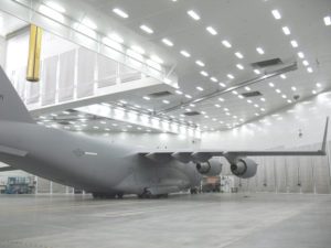 C-17 Globe Master in spray booth