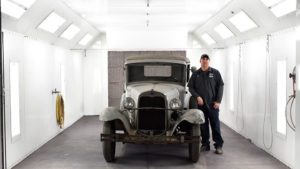 Paint with Car in spray booth