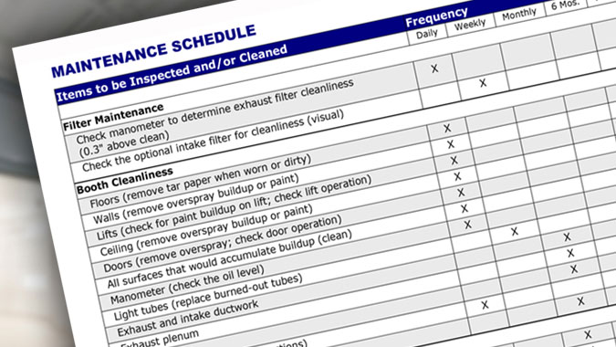 Paint Booth Filter Maintenance Schedule