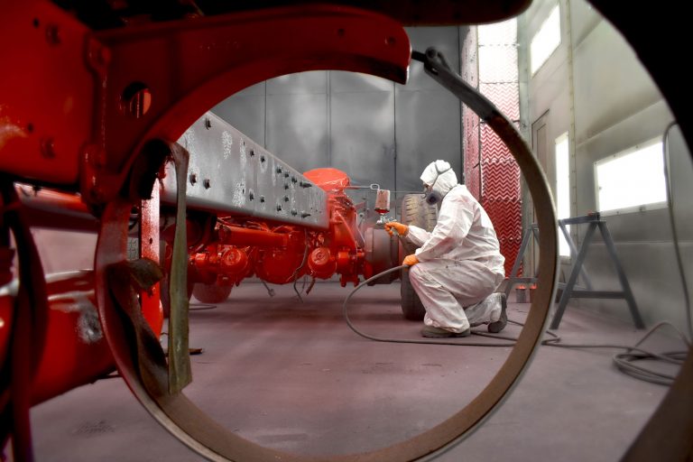 Painting in a Drive-Thru Heavy-Duty Truck Paint Booth