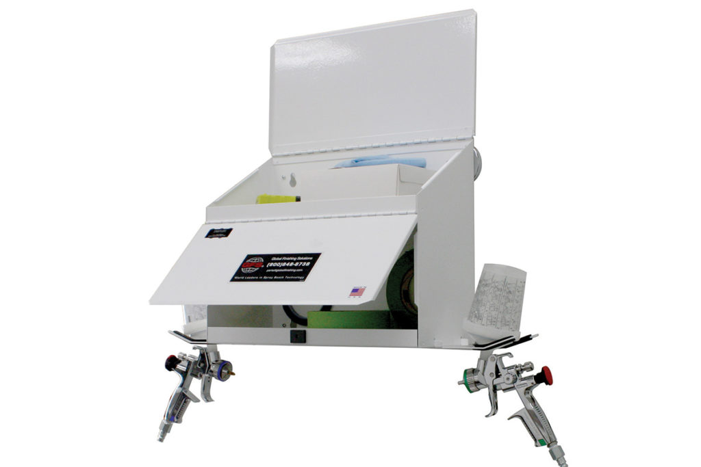 GFS BoothBox 2 stays on paint booth walls with heavy duty magnets