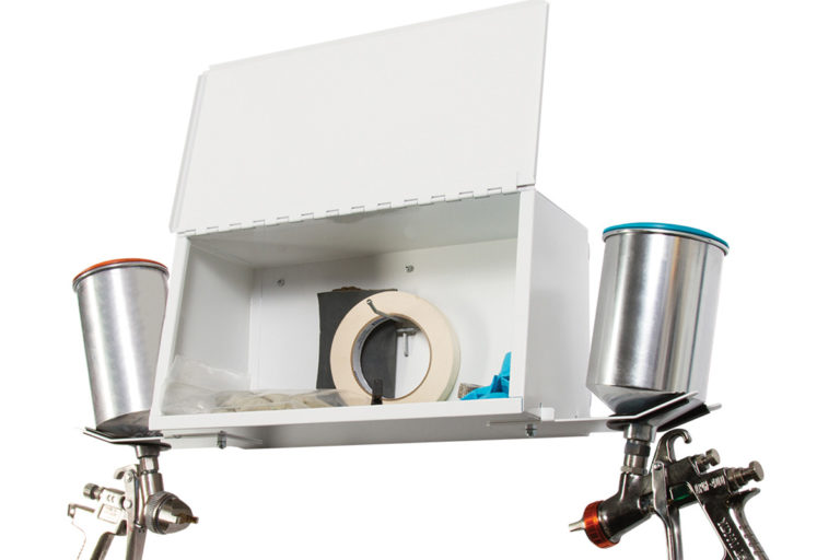 GFS BoothBox Mini stays on paint booth walls with heavy duty magnets