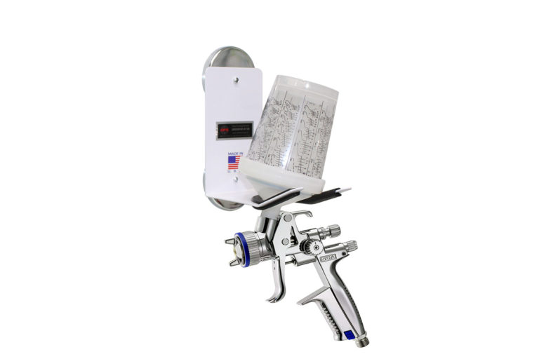 GFS Single GunHanger stays on paint booth walls with heavy duty magnets