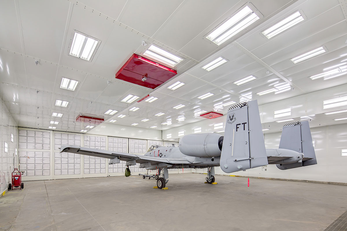 A-10 aircraft inside GFS Aircraft paint booth