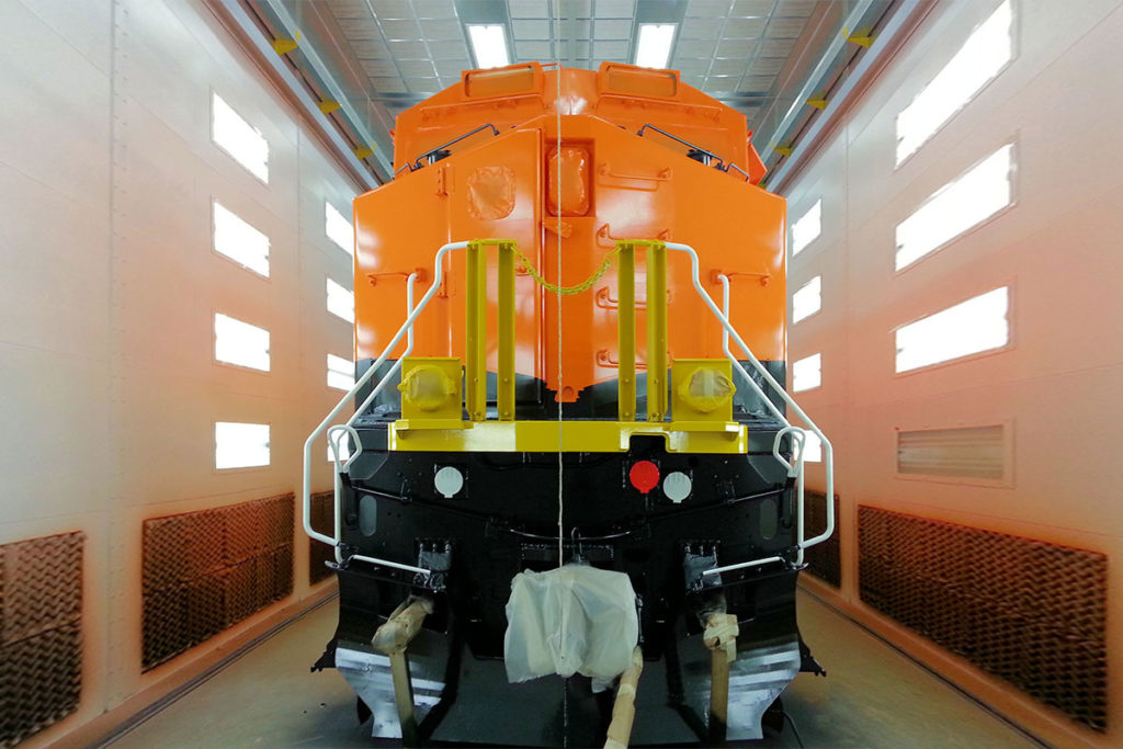 Train inside GFS Paint Booth