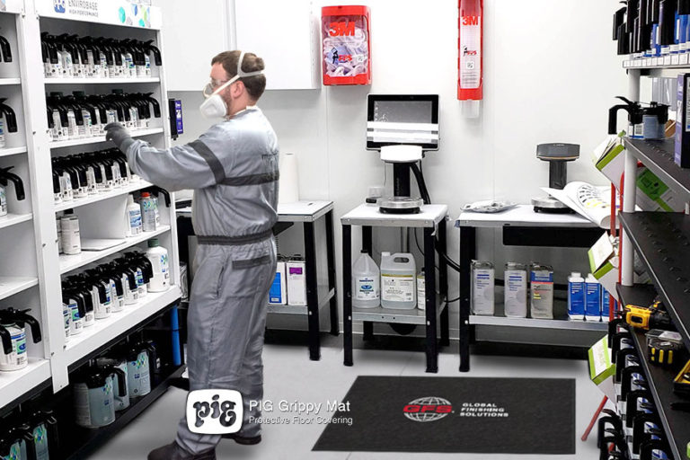 Pig Grippy Mat installed in a GFS Paint Mix Room