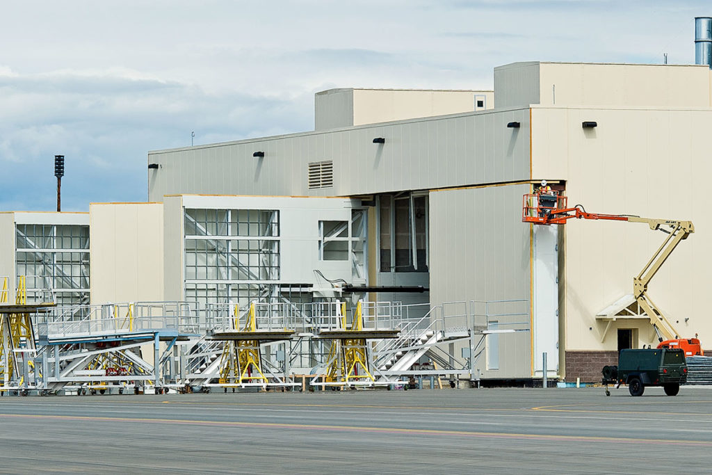 Aircraft paint booth construction installation by GFS