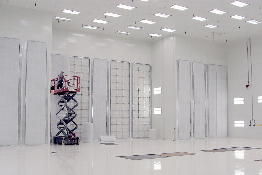 installing filters in an aircraft paint booth -filtration